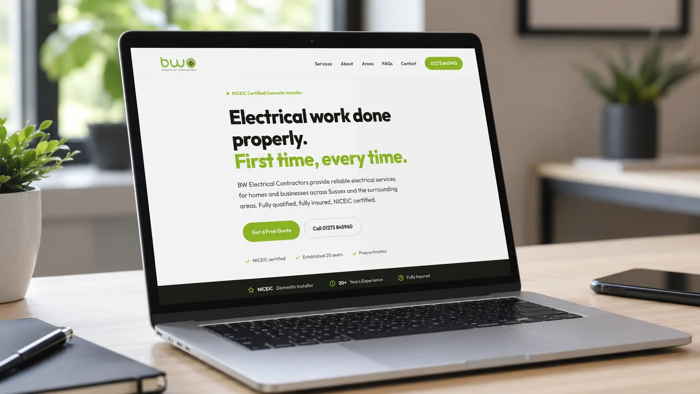 BW Electrical Contractors website screenshot