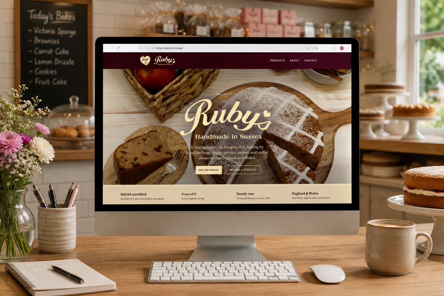 Ruby's Bakery website screenshot
