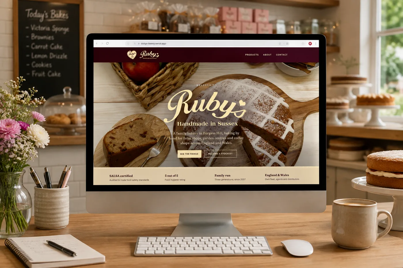 Ruby's Bakery website screenshot