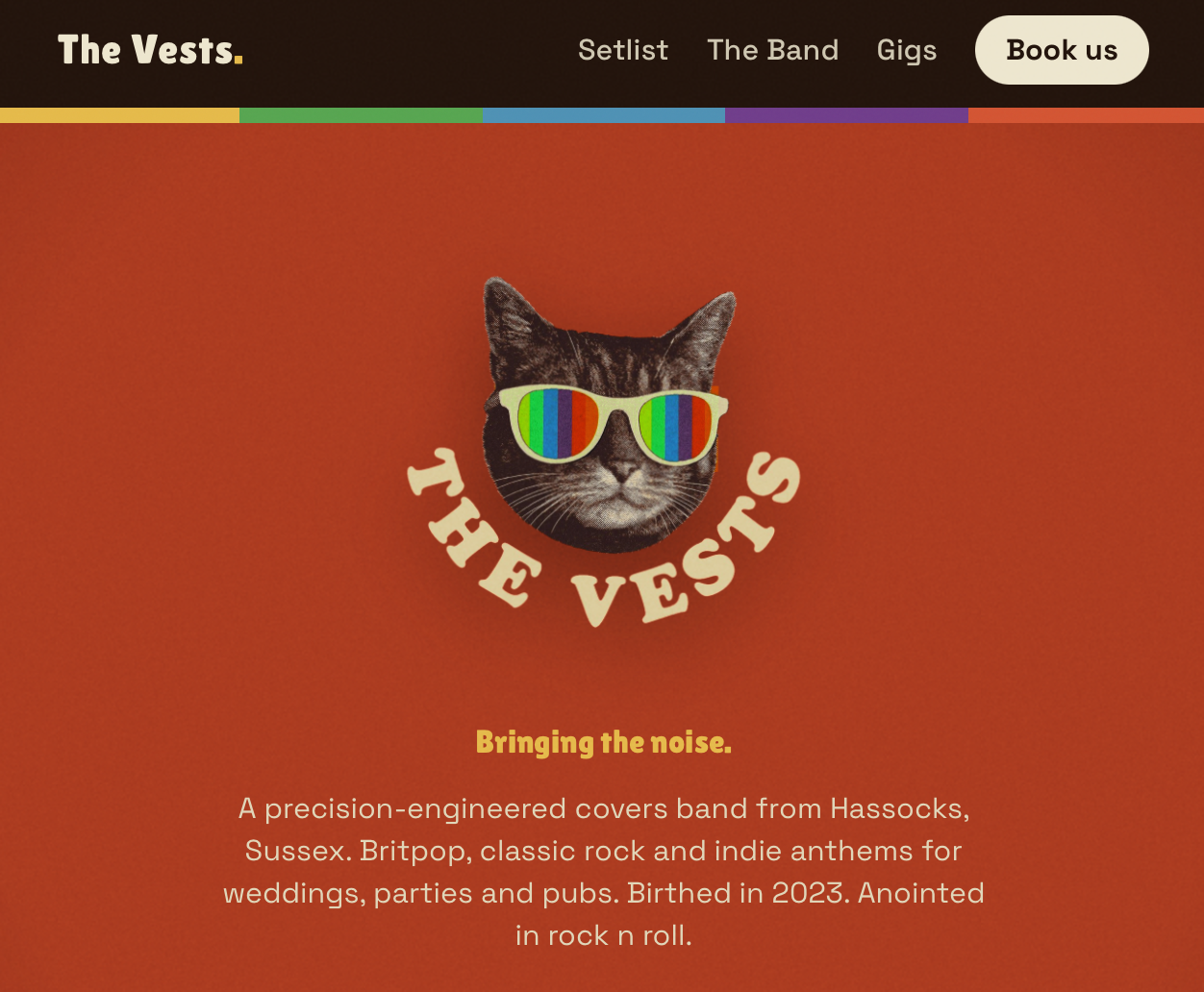 The Vests live band website screenshot