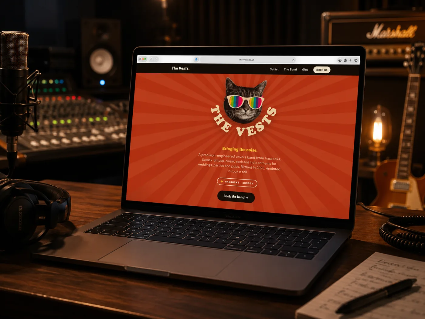 The Vests live band website screenshot